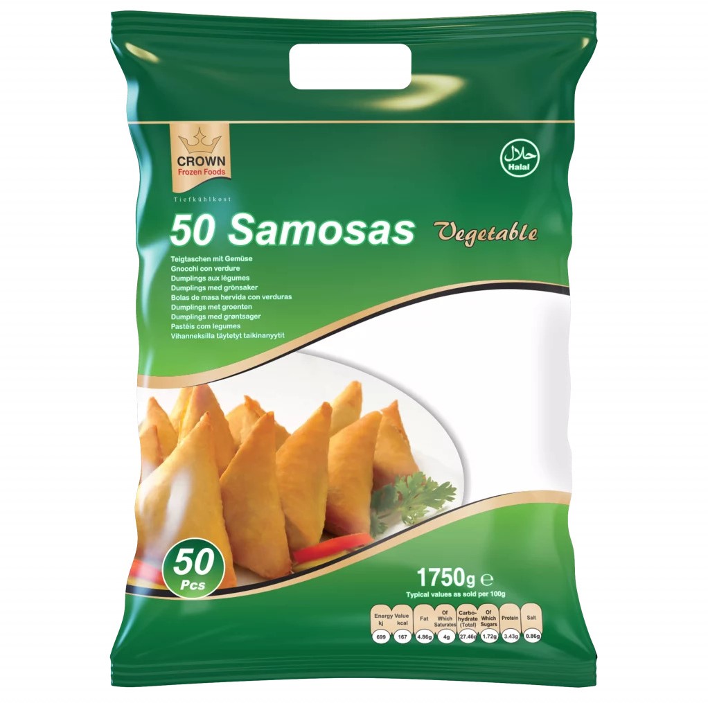 Crown Samosa Vegetable 50PCS 1750Gms
