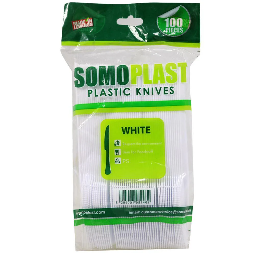 [PAP14127] White Plastic Knives 100U