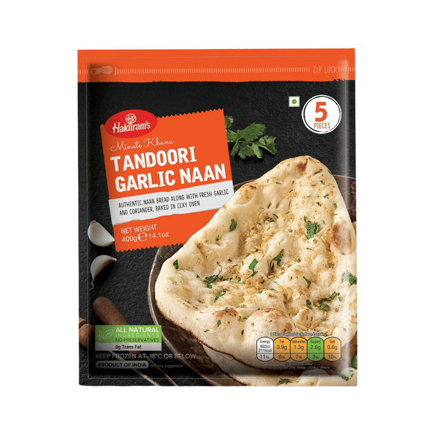H R Tandoori Garlic Naan 400Gms