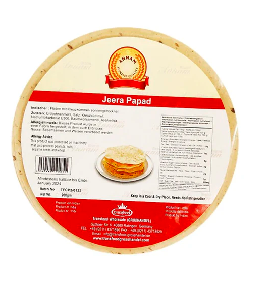 Annam Jeera Papad 200Gms